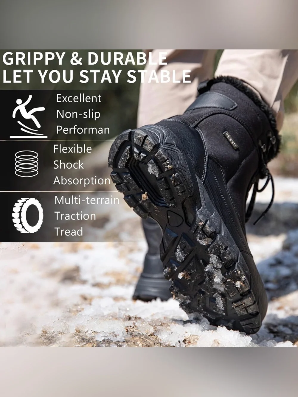 SHULOOK Men’s Waterproof Snow Boots – Size 11.5